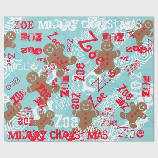 Blasseis Blauer Lebkuchen personalisierte Geschenk Geschenkpapier (Flach)