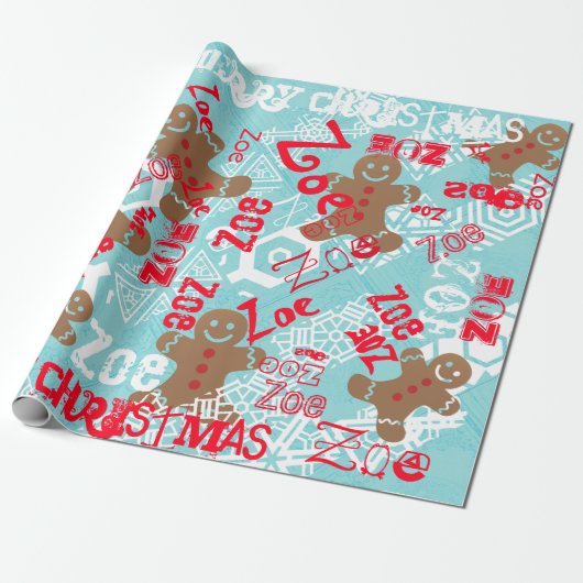 Blasseis Blauer Lebkuchen personalisierte Geschenk Geschenkpapier (Ungerollt)