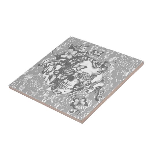 Blasser grauer Schmetterlingsspitzeschädel Fliese (Seite)