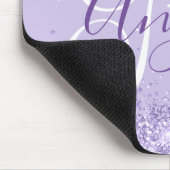 Blasser Lavender Glitzer Elegantes Script Monogram Mousepad (Ecke)