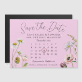 Blasser Lila Blume Hochzeitkalender Save the Date Magnetkarte (Vorne/Hinten)