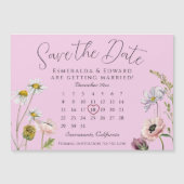 Blasser Lila Blume Hochzeitkalender Save the Date Magnetkarte (Vorderseite)
