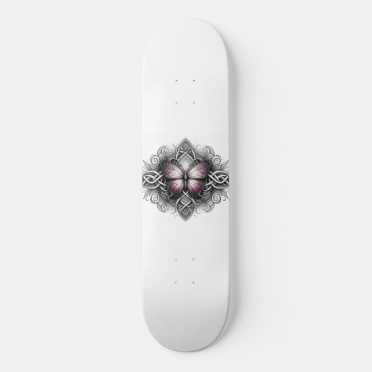 Blasser Lila Schmetterling Skateboard (Vorderseite)