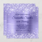 Blasser Periwinkle Glitzer und Foil 60. Geburtstag Einladung (Vorne/Hinten)