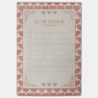 Blasser roter u. Vintager Sahnevalentine, zum der Post-it Klebezettel