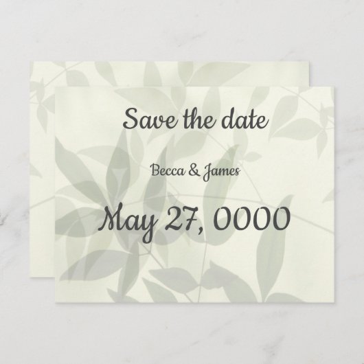 Blasses Blätter Save The Date (Vorne/Hinten)