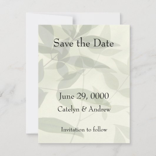 Blasses Blätter Save The Date (Vorderseite)