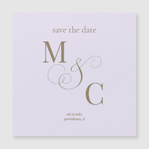 Blasses Lavendel-Monogramm-Hochzeitsspeicher-Datum Magnetkarte