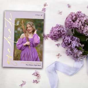 Blasses Lila-Goldfolien-Kalligrafie-Foto-Abschluss Folieneinladung