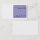 Blasses Lila Minimalistisches Klassisches Weiß Visitenkarte (Vorne/Hinten)