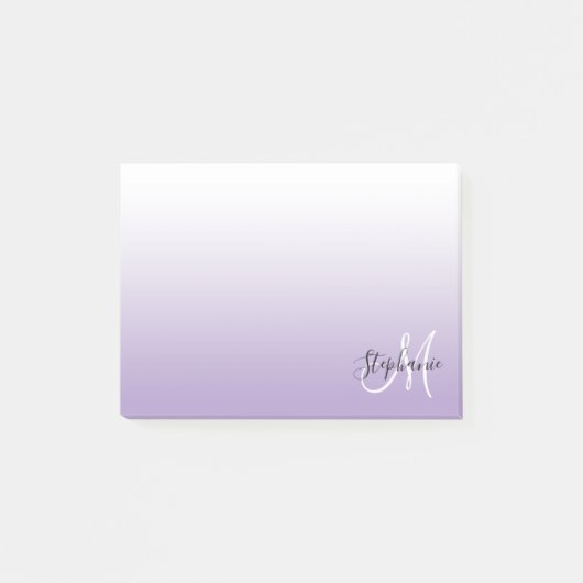 Blasses Lila Ombre Elegant Monogram Post-it Klebezettel (Vorderseite)