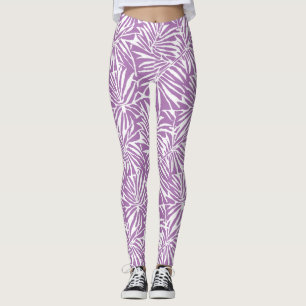 Blasses Lila tropisches Leaf-Wiederholmuster Leggings
