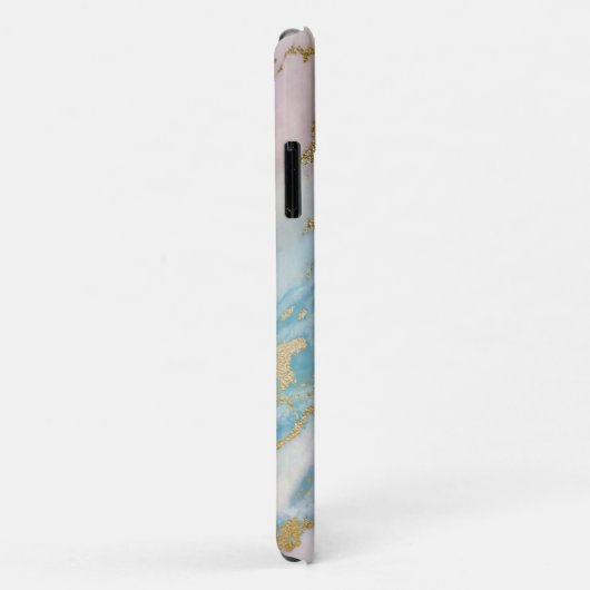 Blasses MarmorgoldTürkis-Monogramm Case-Mate iPhone Hülle (Hinten/Rechts)