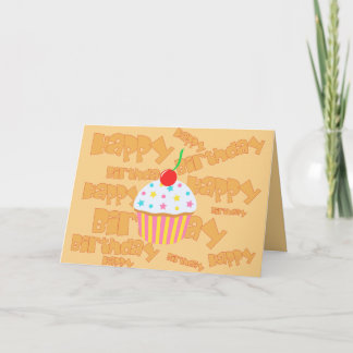 Blasses Orange glücklich Geburtstag mit Cupcake Karte