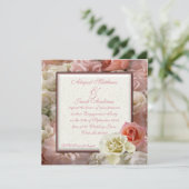 Blasses Pfirsich-Rosa und weiße Einladung (Stehend Vorderseite)