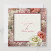 Blasses Pfirsich-Rosa und weiße Einladung (Rückseite)