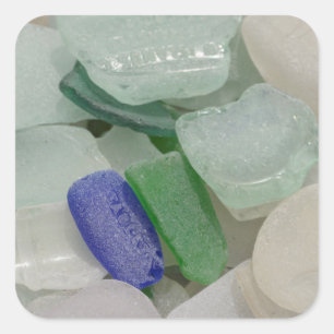 Blasses Strandglas Quadratischer Aufkleber