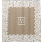 Blasses Taubenmuster und Monogramm Duschvorhang (Vorderseite)