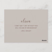 Blasses Taupe Bridesmaid Vorschlag. Neutral-Minima Postkarte (Rückseite)