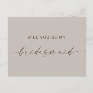 Blasses Taupe Bridesmaid Vorschlag. Neutral-Minima Postkarte