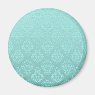Blasses Teal Türkis Damastmuster Magnet