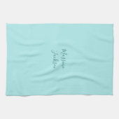 Blasses Türkis Minimalistischer Name Personalized Geschirrtuch (Horizontal)