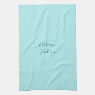 Blasses Türkis Minimalistischer Name Personalized Geschirrtuch