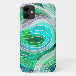 Blasses Türkis und Aqua-Gekritzel mit weißen Linie Case-Mate iPhone Hülle