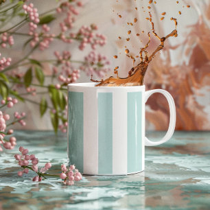 Blasses Türkis und weiße vertikale Streifen Kaffeetasse