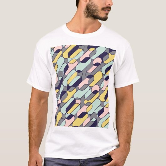 Blassfarben Geometrie: Retro-Muster T-Shirt (Vorderseite)