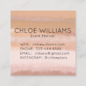 Blassfarbene, Abstrakte Wasserfarbe Textile Streif Quadratische Visitenkarte (Rückseite)