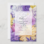 Blassgelb, Lavendel und Silberblütenhochzeit Einladung (Vorderseite)