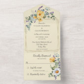 Blassgelb mit Wildblumen All In One Einladung (Innen Boden)