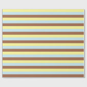 Blassgelb, pastellblau und braun Streifen Geschenkpapier (Flach)