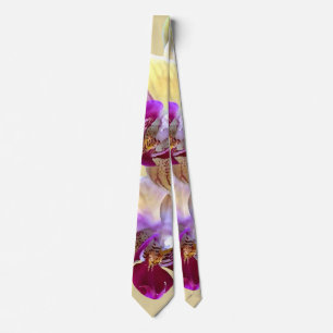 Blassgelb und Magenta Phalaenopsis Orchideen Krawatte
