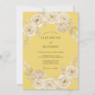 Blassgelbe Ätherische Florale Hochzeit Einladung