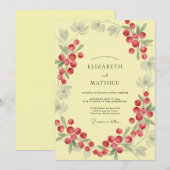 Blassgelbe Beerenhochzeit Einladung (Vorne/Hinten)