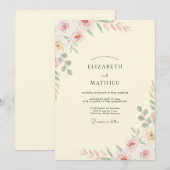 Blassgelbe Bemalte Hochzeit Einladung (Vorne/Hinten)
