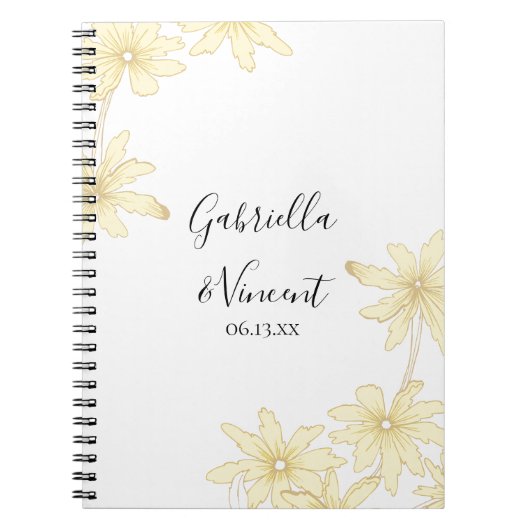 Blassgelbe Daisies Wedding Gästebuch Notizblock (Vorderseite)