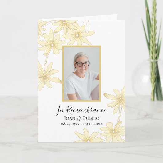 Blassgelbe Daisy-Blume Begräbnisdienst geklappt Programm (Vorderseite)