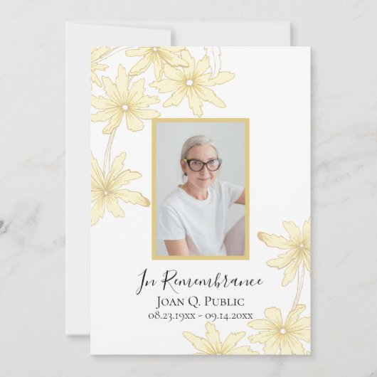 Blassgelbe Daisy-Blume Todesanfang Einladung (Vorderseite)
