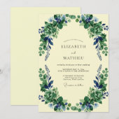 Blassgelbe Eukalyptus-Hochzeit Einladung (Vorne/Hinten)