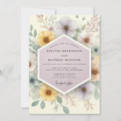 Blassgelbe Florale Hochzeit Einladung (Vorderseite)