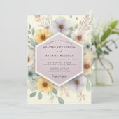 Blassgelbe Florale Hochzeit Einladung (Stehend Vorderseite)