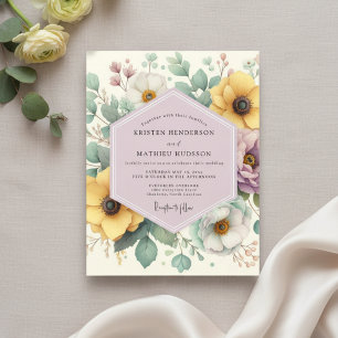 Blassgelbe Florale Verzauberung Hochzeit Einladung