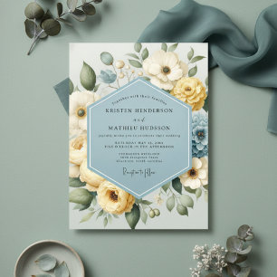 Blassgelbe Florale Whimsical-Hochzeit Einladung