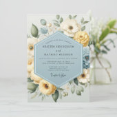 Blassgelbe Florale Whimsical-Hochzeit Einladung (Stehend Vorderseite)