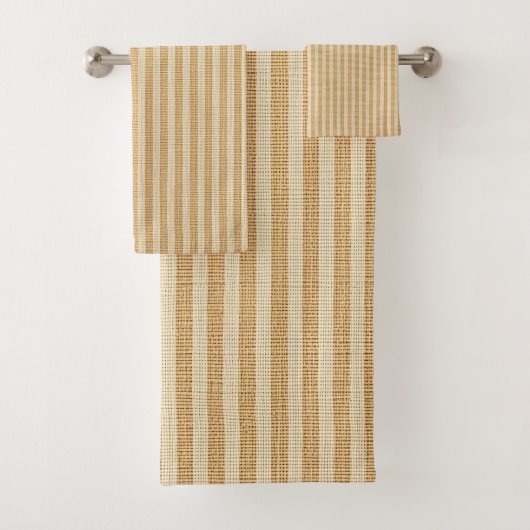 Blassgelbe gestreifte Stoffmuster Badhandtuch Set (Insitu)