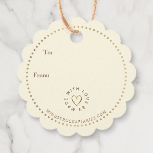 Blassgelbe Jakobsmuschel BEESWAX KANDLE Tag Geschenkanhänger (Rückseite)