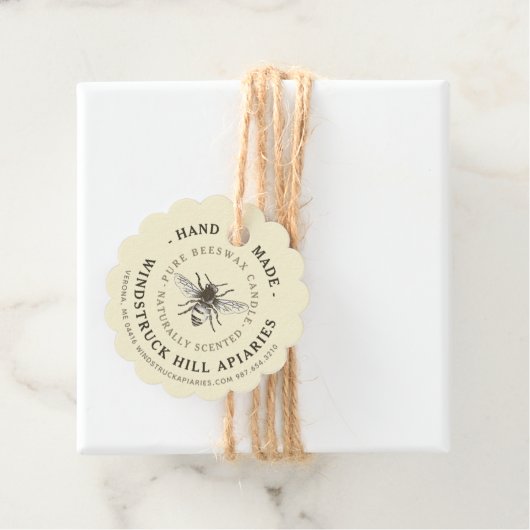 Blassgelbe Jakobsmuschel BEESWAX KANDLE Tag Geschenkanhänger (Beispiel)